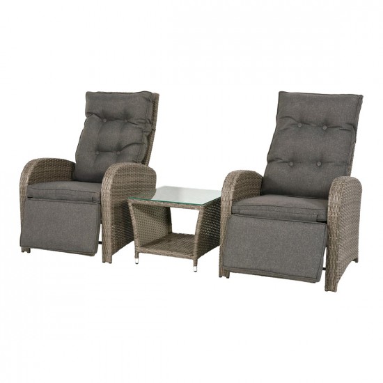 Duo wicker loungeset model melia tafel met 2 stoelen