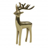 Beeld staand hert aluminium kleur goud 20 cm