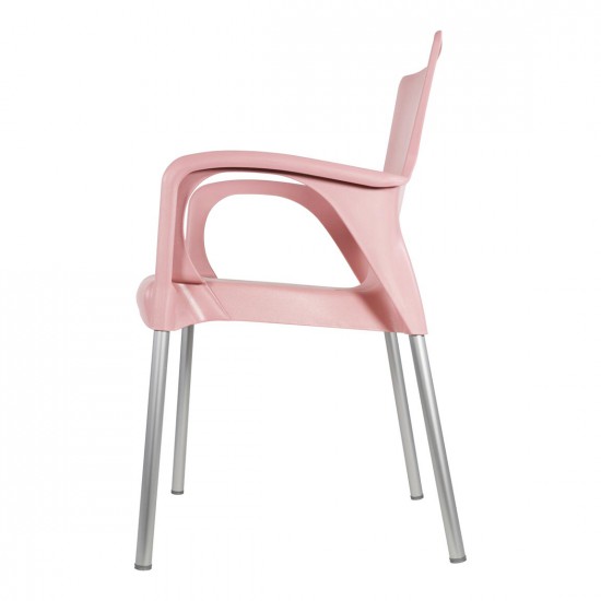 Kunststof stoel met armleuning roze