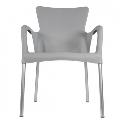 Kunststof stoel met armleuning grijs