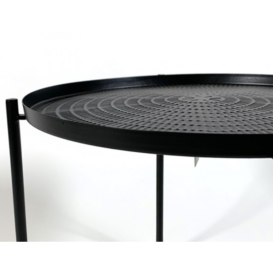 Bijzettafel zwart tafelblad zwart onderstel 35 cm hoog