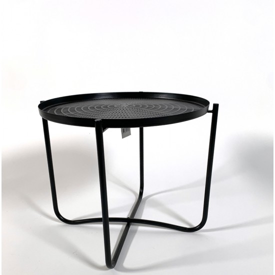 Bijzettafel zwart tafelblad zwart onderstel 35 cm hoog