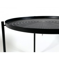 Bijzettafel zwart tafelblad zwart onderstel 50 cm hoog