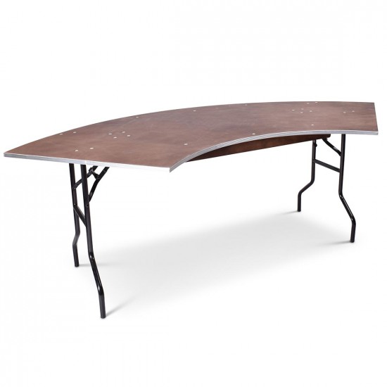 bankettafel hout met aluminium stootrand kwart rond 236 cm